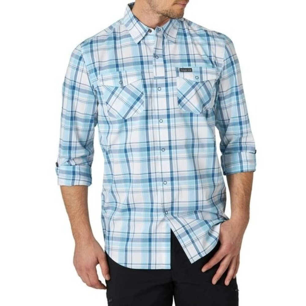 Wrangler Big & Tall Men's 3XL Long Sleeve Plaid Outdoor Utility Shirt Sporty
